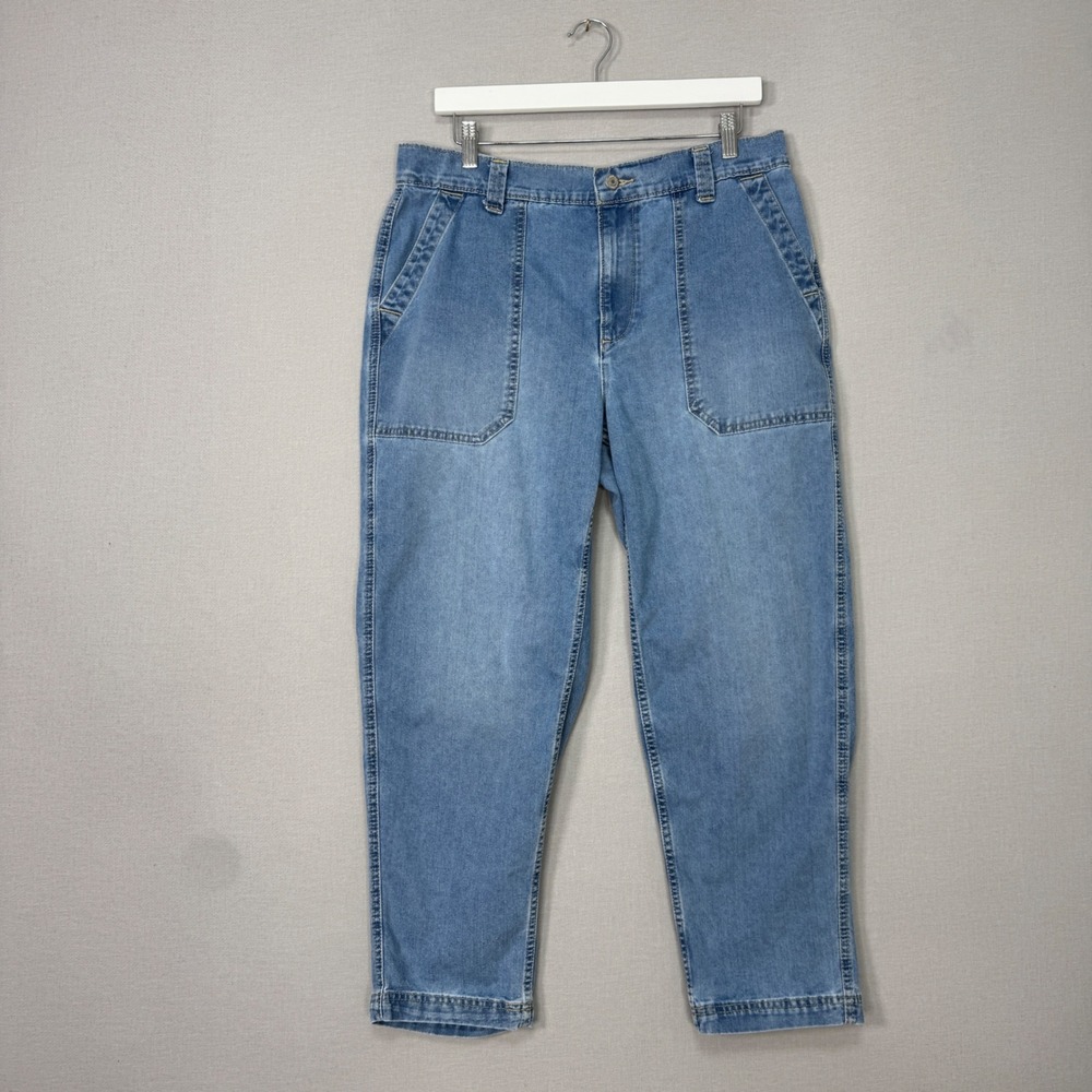 Old Navy High-Waisted OGC Denim Pants Womens L Tapered Carpenter Jeans Loose Fit